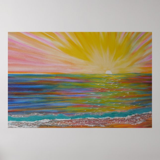 Poster Les réflexions du coucher du soleil (Devant)