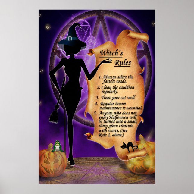 Poster Les règles de la sorcière Halloween (Devant)