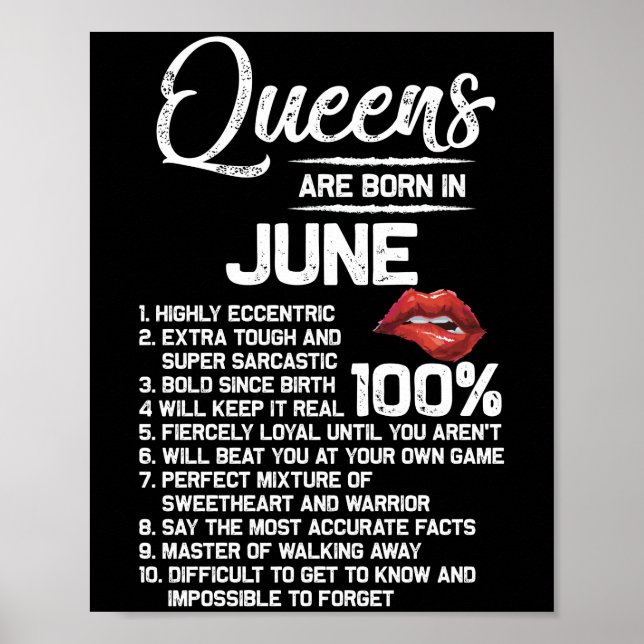 Poster Les reines sont nées en juin Anniversaires (Devant)