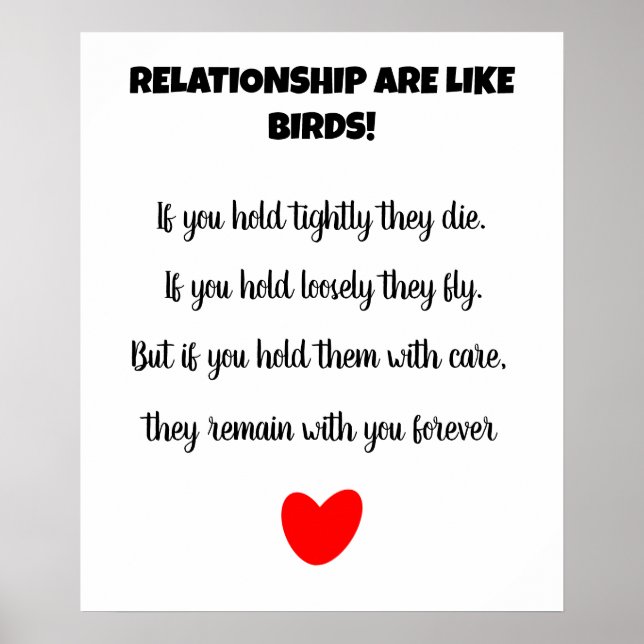 Poster Les relations sont comme les oiseaux aiment (Devant)