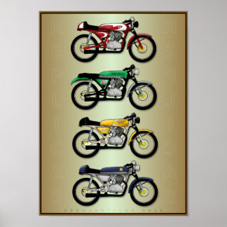Poster Les Replicas (affiche d'art de la moto de course d