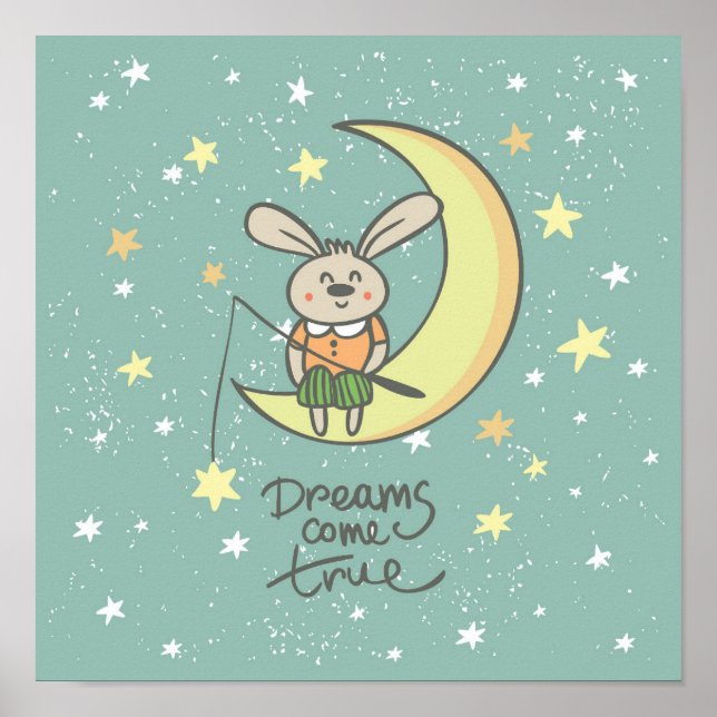 Poster Les rêves deviennent réalité | Lapin sur la Lune (Devant)