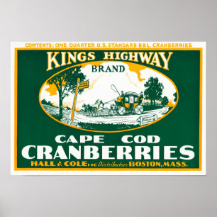 Poster Les Rois Highway Brand Cranberry Label de Boston