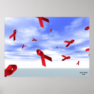 Poster Les rubans SIDA flottent dans le ciel