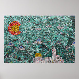 Poster Les rues de Denver collage 36x24