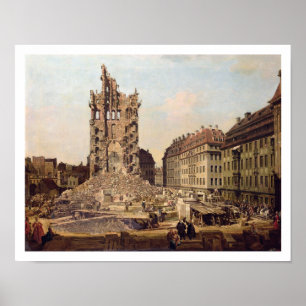 Poster Les ruines de l'ancienne Kreuzkirche, Dresde