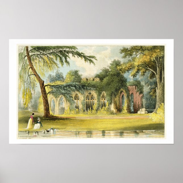 Poster Les ruines, Frogmore, 1828 (litho couleur) (Devant)