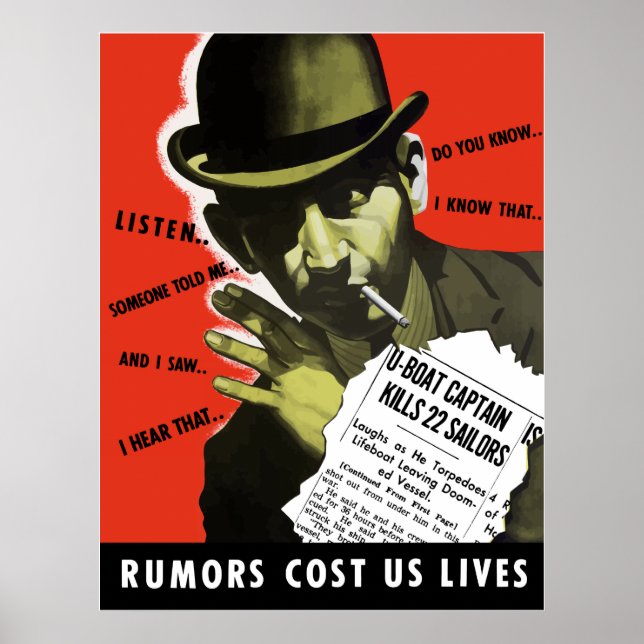 Poster Les rumeurs nous coûtent la vie — 2ÈME GUERRE MOND (Devant)
