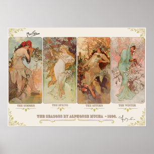 Poster Les saisons de Alphonse Mucha