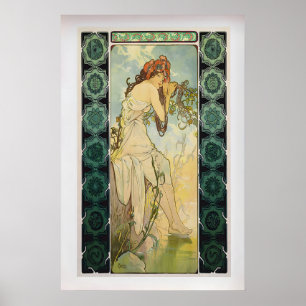 Poster Les Saisons Été par Alphonse Mucha Art Vintage