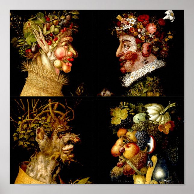 Poster Les saisons par Giuseppe Arcimboldo (Devant)