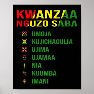 Poster Les Sept Principes De Kwanzaa - Nguzo Saba