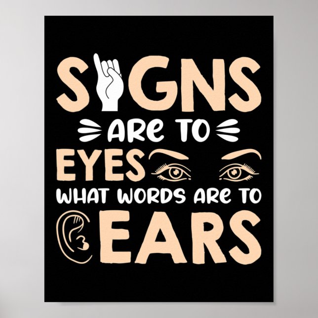 Poster Les Signes Asl Sont Mes Mots Pour Mes Yeux Symbole (Devant)