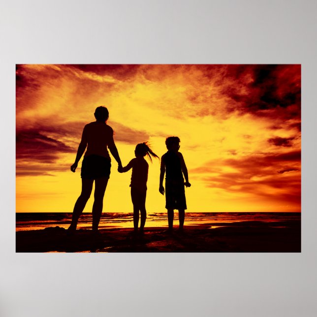 Poster Les silhouettes des mères et des enfants (Devant)