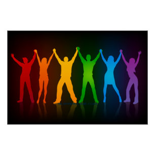 Poster Les six silhouettes debout de Slipperyjoe, bras le
