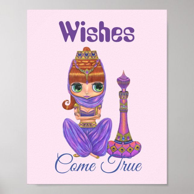Poster Les souhaits viennent vrai Purple Genie Girl Boute (Devant)