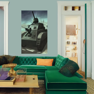 Poster Les tanks sur le champ de bataille Art AI