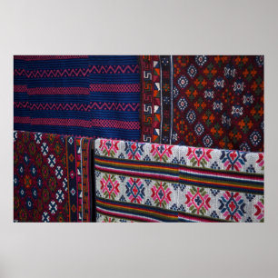 Poster Les textiles colorés du Bhoutan