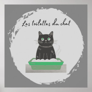 Poster, Les Toilettes Du Chat Black Cat Poster