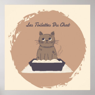 Poster, Les Toilettes Du Chat Brown Cat Poster