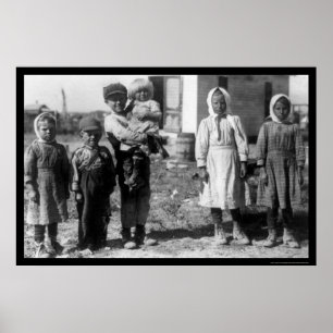 Poster Les travailleurs de ferme de betterave d'enfant