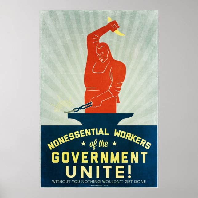 Poster Les travailleurs non essentiels du gouvernement s' (Devant)