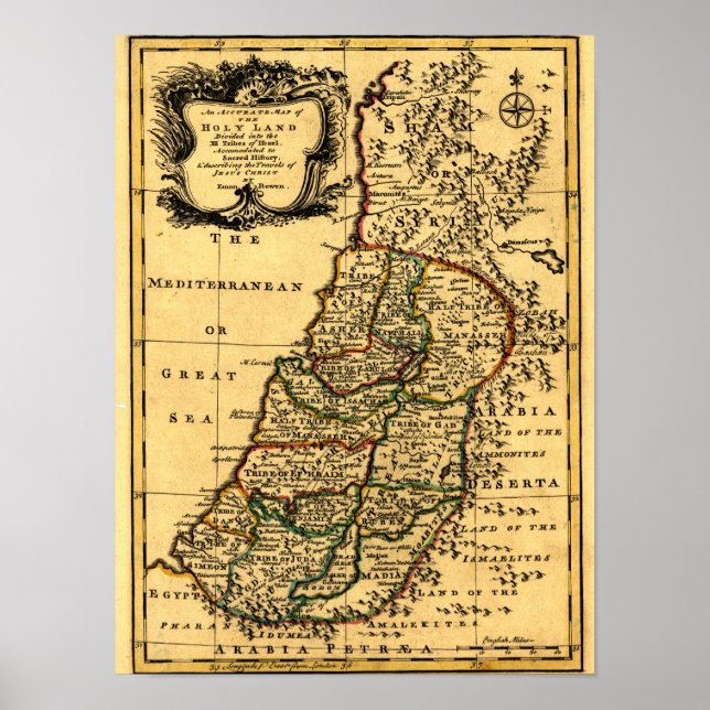 Poster Les tribus d'Israël en PalestineCarte panoramique (Devant)