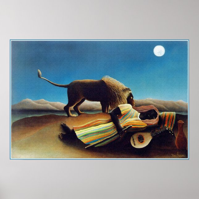 Poster "Les Tziganes endormis" par Henri Rousseau (Devant)
