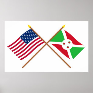 Poster Les USA et drapeaux croisés par Burundi