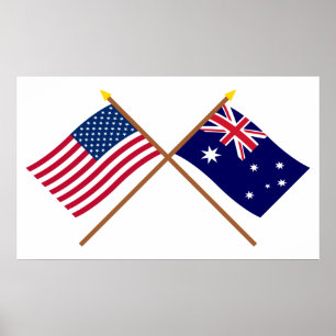 Poster Les USA et drapeaux croisés parAustralie