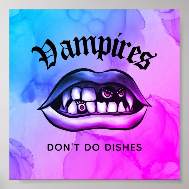 Poster Les vampires ne font pas de plats drôles Vaporwave (Devant)
