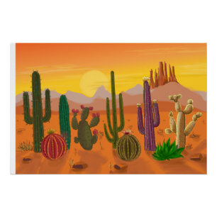 Poster Les variétés de cactus complète, plantes piquantes