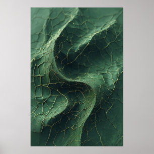Poster Les veines fissurées de la nature : une feuille ve