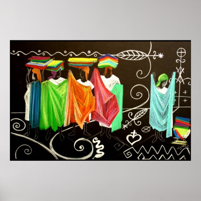 Poster Les Vendeuses de Tissus Haitienne (Devant)