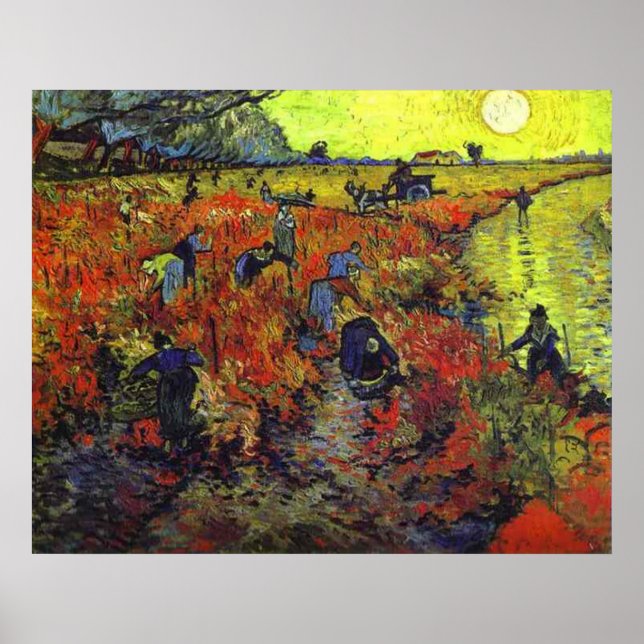 Poster Les vignobles rouges (Devant)
