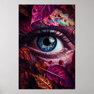 Poster Les Yeux Parsemés De Couleurs Vibrantes Des Feuill