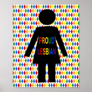 Poster Lesbienne LGBTQ Silhouette et Rainbow Ladies