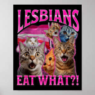 Poster Lesbiennes mangent quoi_ Drôle de chat Fierté gay
