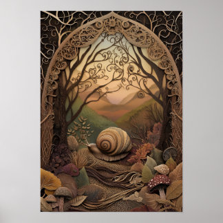 Poster L'escargot | Art Forêt d'automne ensoleillé