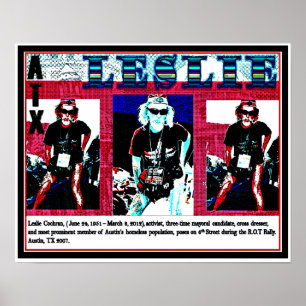 Poster Leslie Cochran, sans-abri, travestis, activiste