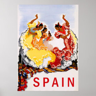 Poster L'Espagne, danse traditionnelle, femme, voyage