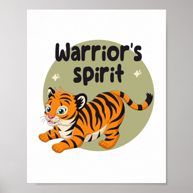 Poster L'esprit du guerrier Kawaii mignon bébé tigre oran (Devant)