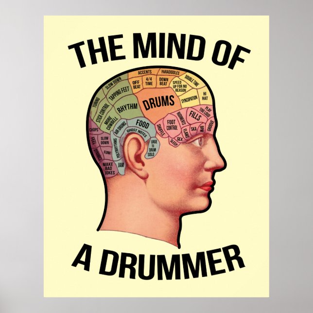 Poster L'esprit d'un batteur de tambour Diagramme du cerv (Devant)
