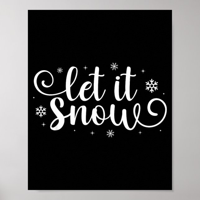 Poster Let It Snow Cute Christmas Snowflakes Winter Holid (Devant)