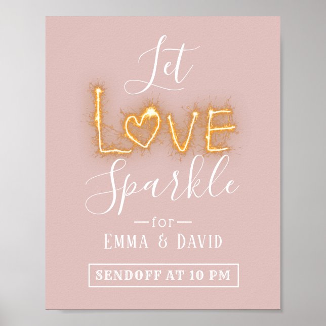 Poster Let Love Sparkle Blush Pink Envoyer Mariage Signal (Devant)