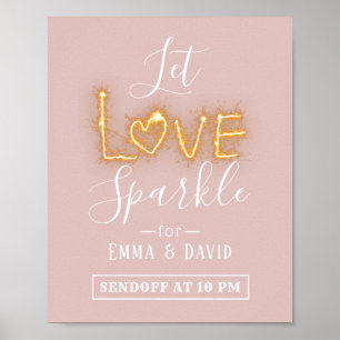 Poster Let Love Sparkle Blush Pink Send Off Wedding Sign
