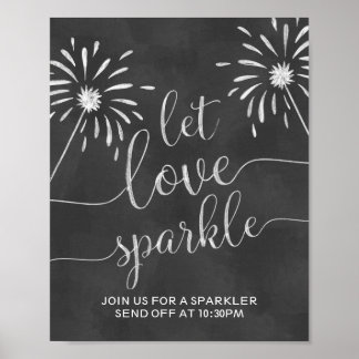 Poster Let Love Sparkle Send Off Chalkboard Mariage Signe