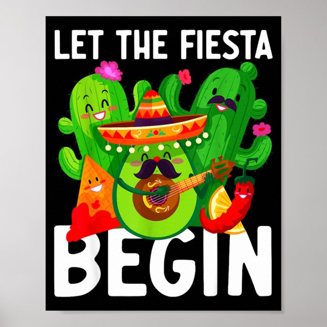 Poster Let the fiesta begin funny cinco de mayo mexican L (Devant)