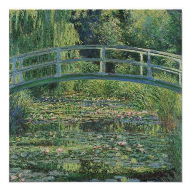 Poster L'étang À Eau, Peinture À L'Huile Paysagère, Monet (Devant)