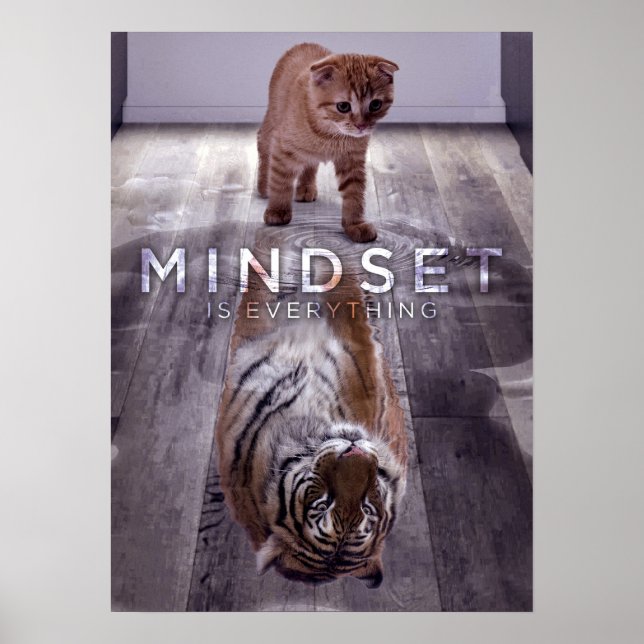 Poster L'état d'esprit est tout - Chat et Tigre réflexion (Devant)